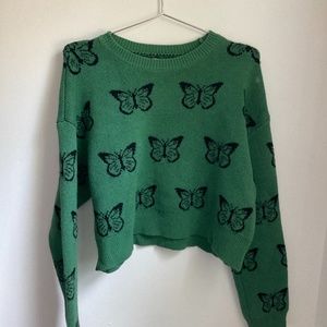 La hearts Small Cropped Butterfly Sweater